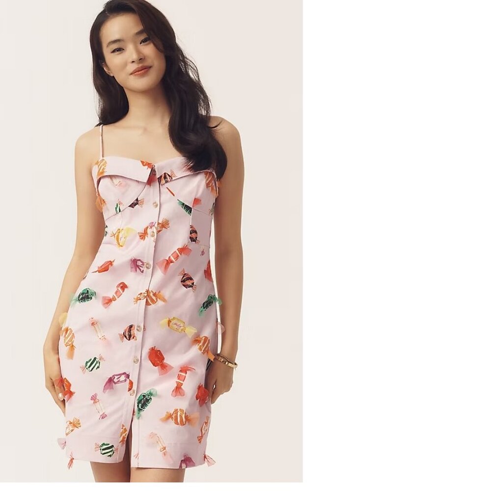 Anthropologie Maeve Printed Buttondown Mini Dress 4 new